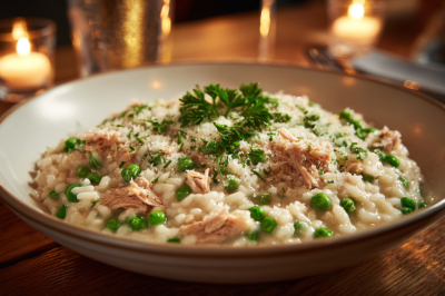 Нежнее, чем свидание: ленивое ризотто с тунцом и горошком за 20 минут