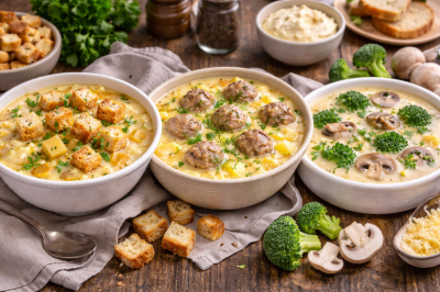 Варю и не могу остановиться: 3 классных супа без варки бульона &mdash; на основе плавленого сыра, с гренками, фрикадельками и овощами